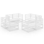 Salon de jardin meuble d'extérieur ensemble de mobilier 8 pièces blanc bois de pin massif 02_0017788