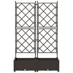 vidaXL Bac à fleurs avec Treillis 2 Pièces Marron 80 x 40 x 125.5 cm PP