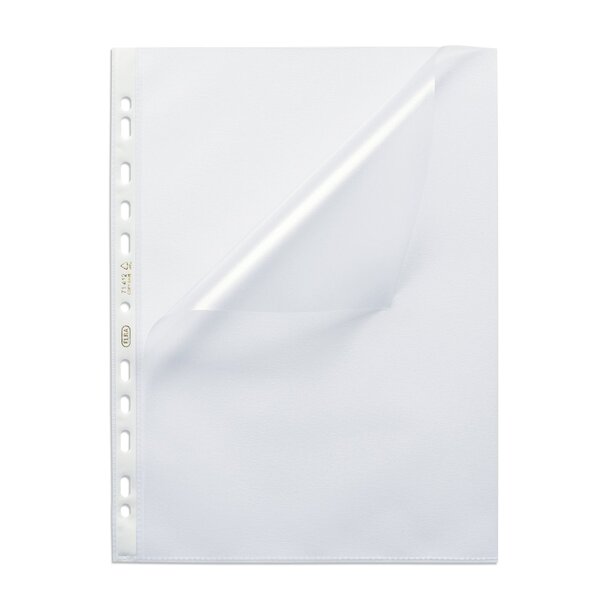 Lot de 100 pochette perforée Premium Ouverte en coin A4 12/120eme ELBA