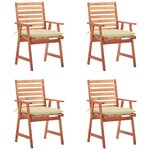 vidaXL Chaises à manger d'extérieur lot de 4 et coussins Acacia massif