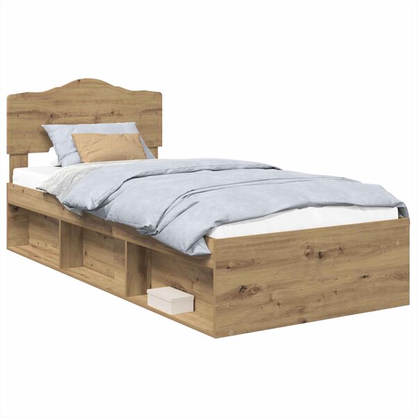 vidaXL Cadre de lit Chêne artisan 90 x 200 cm Bois de pin massif