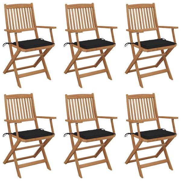 vidaXL Chaises pliables de jardin lot de 6 avec coussins Bois d'acacia