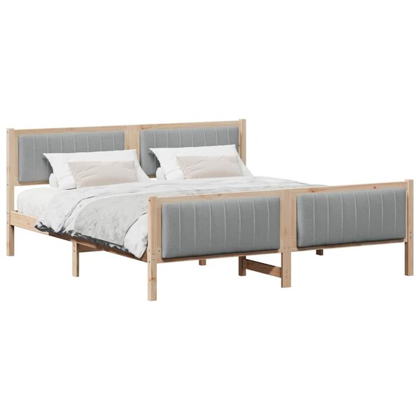 vidaXL Cadre de lit avec tête de lit Marron et gris clair 180 x 200 cm