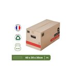 Pack and Move - Lot 30 Cartons Déménagement Premium - 60 X 30 X 30 - Extrême Résistance 25KG - Réutilisable - Poignées Renforcées - 2 Adhésifs Offerts