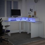 vidaXL Bureau avec lumières LED blanc 152x152x91 cm bois d'ingénierie