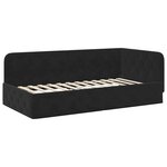 vidaXL Cadre de lit d'angle avec matelas Noir 100 x 200 cm Velours