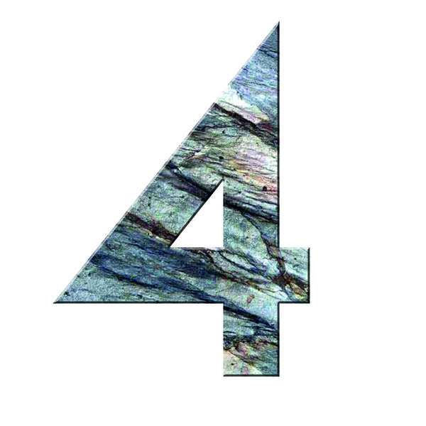 Numéro 4 - Numéro adhésif pour boîtes aux lettres- Pierre véritable 50 mm  LAVE