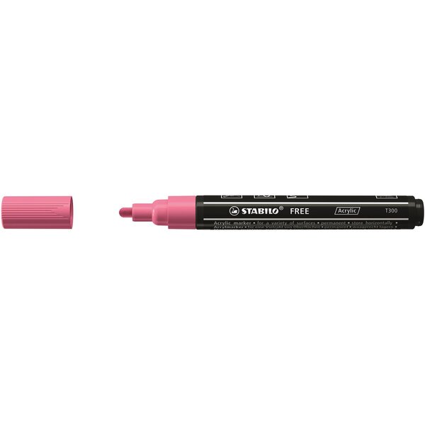 Marqueur pointe moyenne FREE acrylic T300 rose STABILO