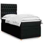 vidaXL Sommier à lattes de lit avec matelas Noir 90x190 cm Tissu