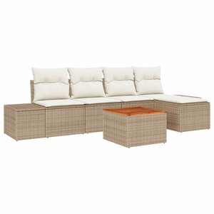 vidaXL Ensemble de canapé de jardin 6 Pièces Beige Poly rotin
