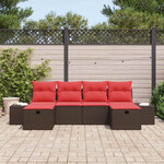 vidaXL Ensemble de canapé de jardin 6 Pièces Marron polyrotin