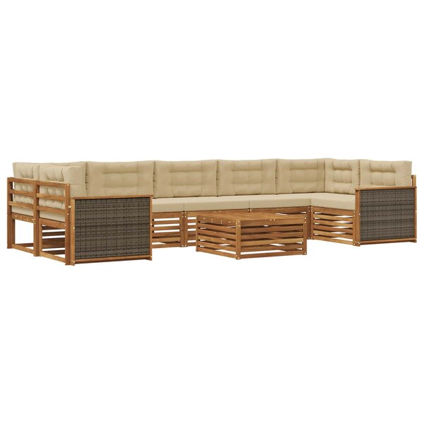 vidaXL Ensemble de canapés d'extérieur 8 Pièces Naturel et Beige