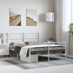 vidaXL Cadre de lit métal sans matelas et pied de lit blanc 150x200 cm