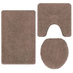 vidaXL Ensemble de tapis de bain antidérapants 3 Pièces Marron PP