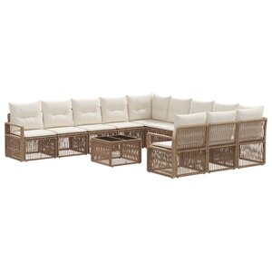 vidaXL Ensemble de canapé de jardin 12 Pièces Beige polyrotin