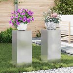 vidaXL Supports pour plantes 2 Pièces Argent 24 x 24 x 55 cm