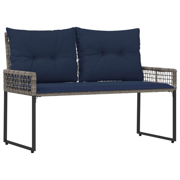vidaXL Banc extérieur avec coussin Gris et Marine 118 x 55 x 82 cm