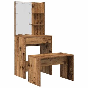 vidaXL Ensemble de coiffeuse avec LED vieux bois bois d'ingénierie