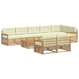 vidaXL Ensemble de canapés d'extérieur 9 Pièces Blanc et crème Polyester
