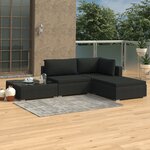 vidaXL Salon de jardin 4 Pièces avec coussins Résine tressée Noir