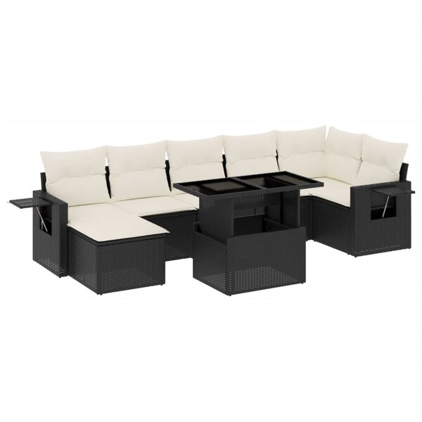vidaXL Salon de jardin 8 Pièces avec coussins noir résine tressée