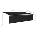vidaXL Auvent automatique rétractable avec store 6x3 m Anthracite