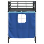 vidaXL Cadre de Lit Mezzanine pour Enfants avec Rideaux Noir et Bleu