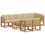 vidaXL Ensemble de canapés d'extérieur 9 pc Naturel et Beige