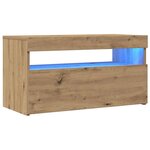 vidaXL Meubles TV avec lumières LED 2 Pièces chêne artisanal