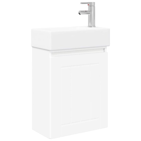 vidaXL Meuble de salle de bain avec robinet Blanc 45 5 x 25 5 x 84 cm