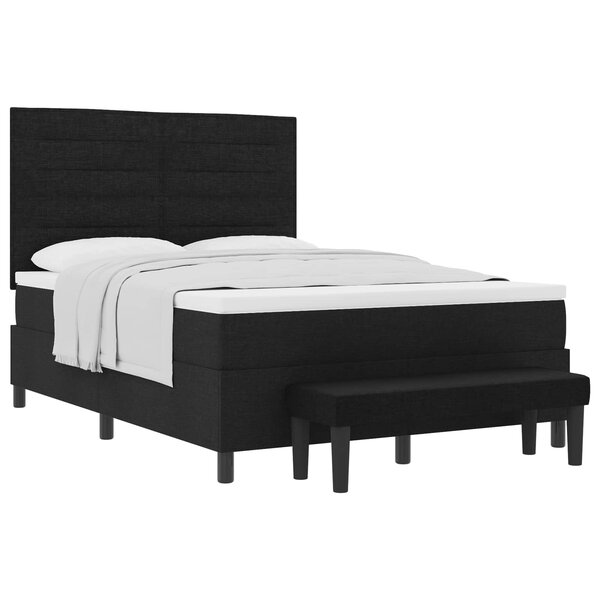vidaXL Lit à ressorts avec tête de lit Noir 140 x 190 cm tissu