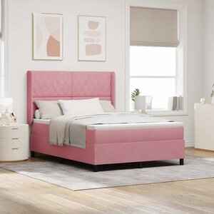 vidaXL Lit à ressorts avec matelas Rose 140 x 190 cm Velours