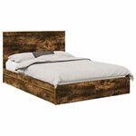vidaXL Lit de Rangement Chêne fumé 135 x 190 cm Bois d'ingénierie