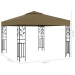 Vidaxl tonnelle avec guirlande lumineuse à led 3x3 m taupe