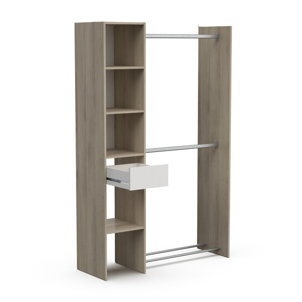 Dressing complet - CALIFORNIE - Chêne et Blanc - 118 x 39 5 x 183 cm - DEMEYERE