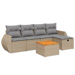 vidaXL Salon de jardin avec coussins 6Pièces mélange beige résine tressée
