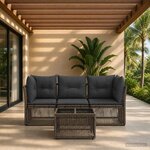 vidaXL Ensemble de canapé de jardin 4 pc Gris polyrotin