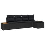 vidaXL Ensemble de canapé de jardin avec coussin 5 Pièces Noir Poly rotin