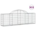 vidaXL Paniers à gabions arqués 15 Pièces 200x30x60/80 cm Fer galvanisé