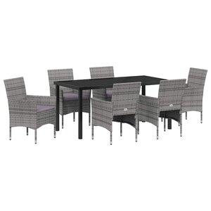 vidaXL Ensemble de salle à manger pour jardin 7 Pièces Gris polyrotin
