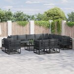 vidaXL Ensemble de canapé de jardin 12 Pièces Noir 353 x 283 x 71 cm