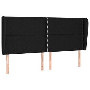vidaXL Tête de lit avec oreilles Noir 203x23x118/128 cm Tissu