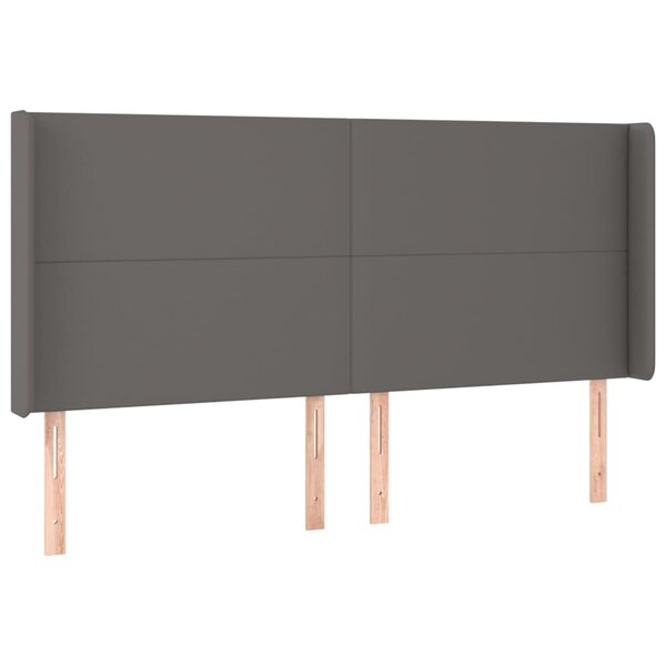 vidaXL Tête de lit avec oreilles Gris 163x16x118/128 cm Similicuir