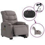 vidaXL Fauteuil inclinable de massage électrique Taupe Tissu