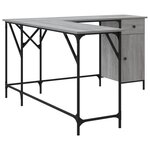 Bureau table poste de travail meuble d'ordinateur informatique étude sonoma 141 x 141 x 75 cm bois d'ingénierie gris 02_0023961