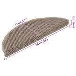 vidaXL Tapis d'escalier autocollants 15 Pièces 56x17x3 cm Beige foncé