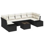 vidaXL Ensemble de canapé de jardin avec coussin 8 Pièces Noir et Crème