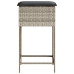 vidaXL Tabourets de bar jardin avec coussins lot de 2 gris clair rotin