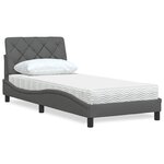 vidaXL Lit avec matelas gris foncé 80x200 cm tissu