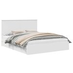 vidaXL Lit de Rangement Blanc 160 x 200 cm Bois d'ingénierie